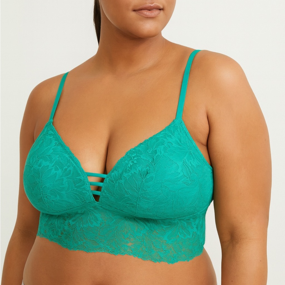 Auden Lightly Lined Longline Lace Bralette XL Teal Turquoise New Romantic Boho - Picture 10 of 10
